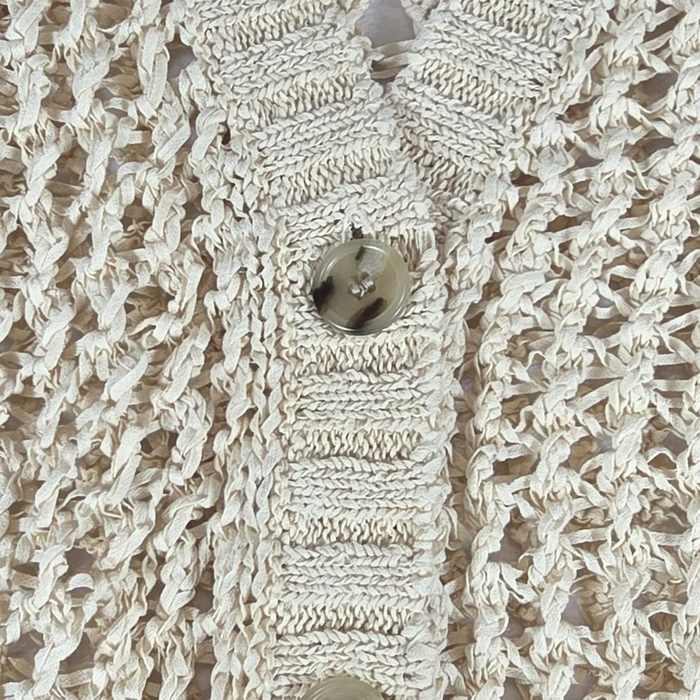 J. CREW Montauk relaxed Cardigan Open Knit Sweater Size 2XL Beige Academia Beach